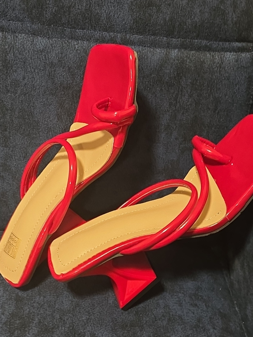 Red Women's Square-Toe Strappy Heeled Sandals